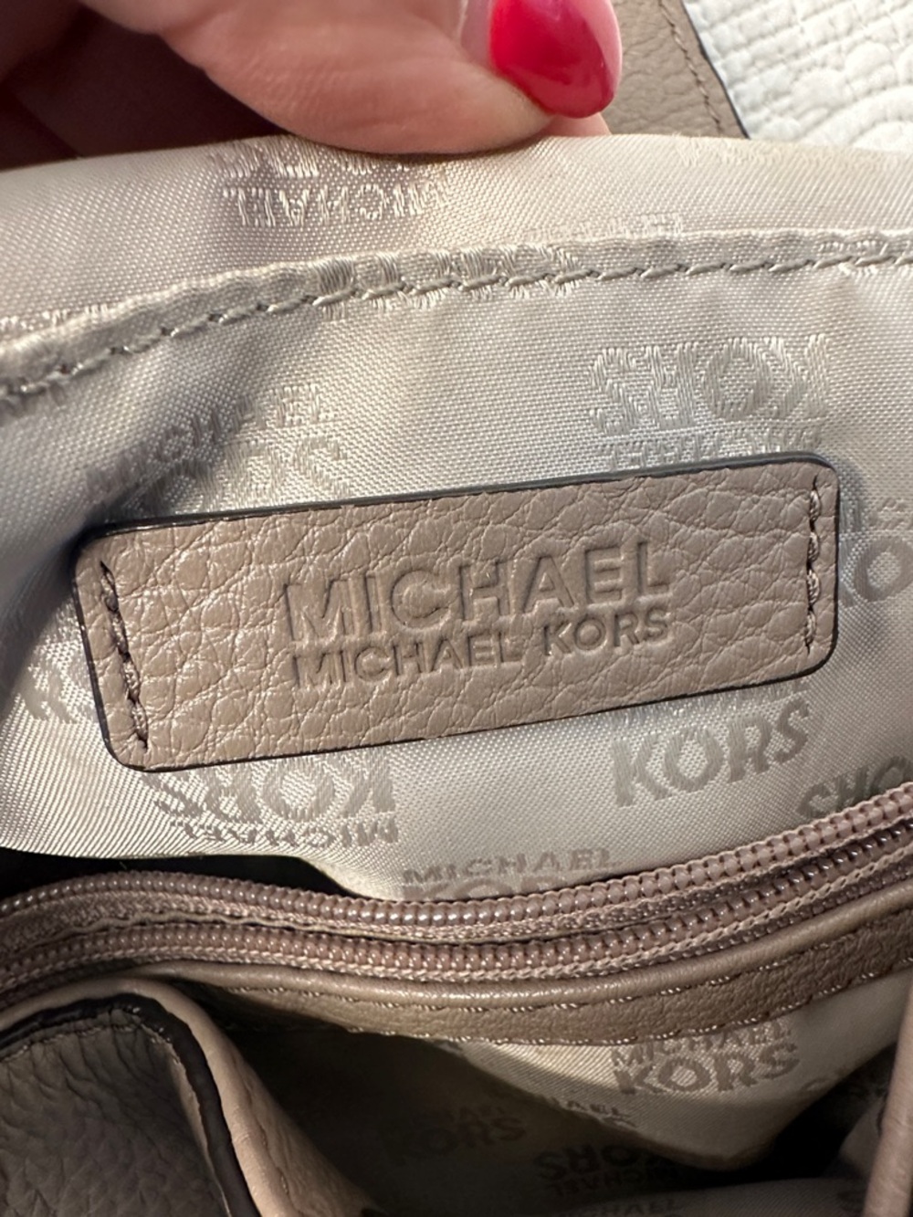 Michael Kors Taupe Brown Pebbled Leather Shoulder Bag with Gold Logo - Picture 12 of 12